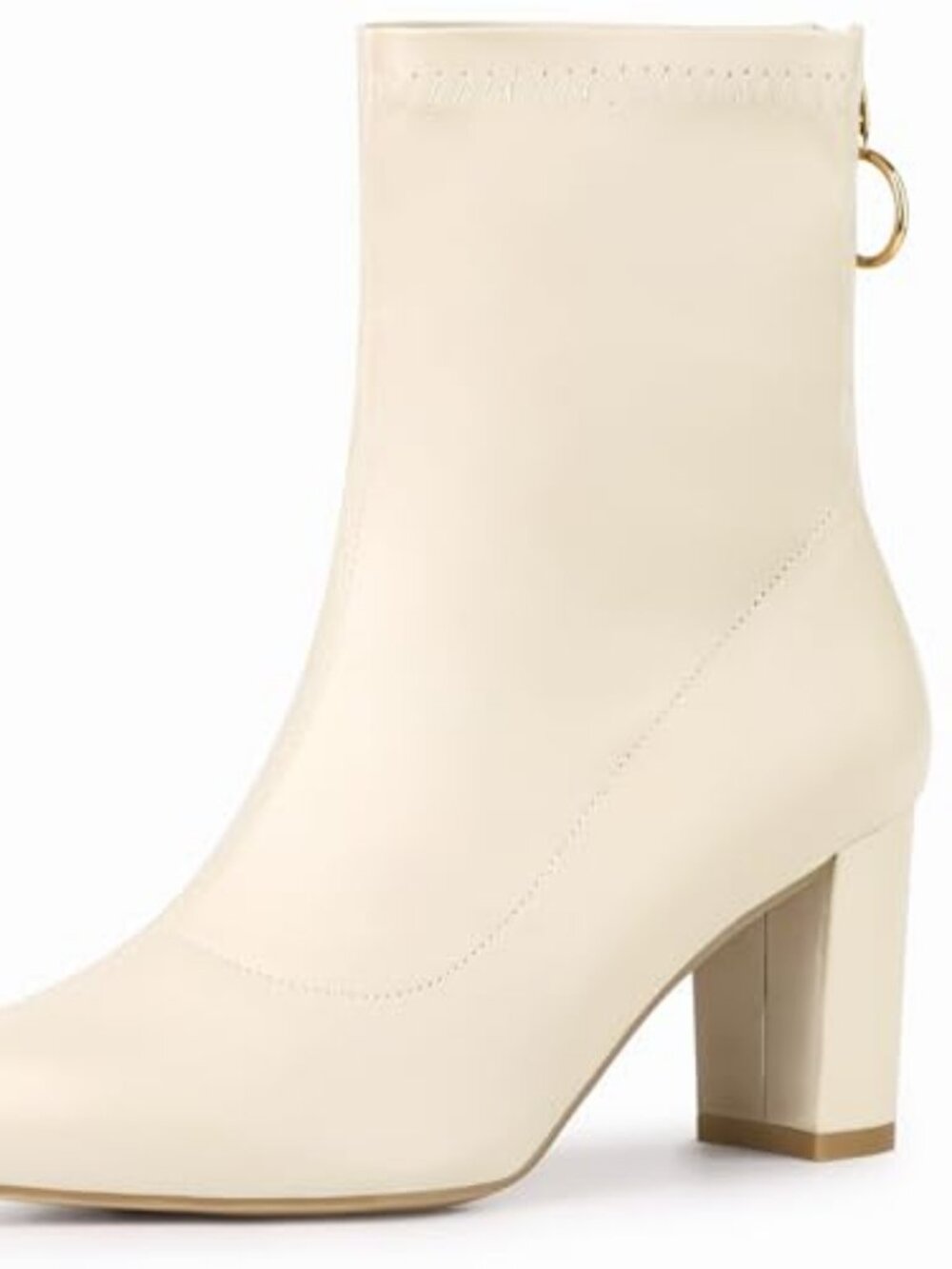 Women Dark Green Pointy Toe Back Zip Chunky Heel Ankle Boots